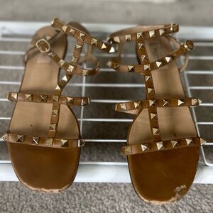 Valentino Rockstud tan sandals